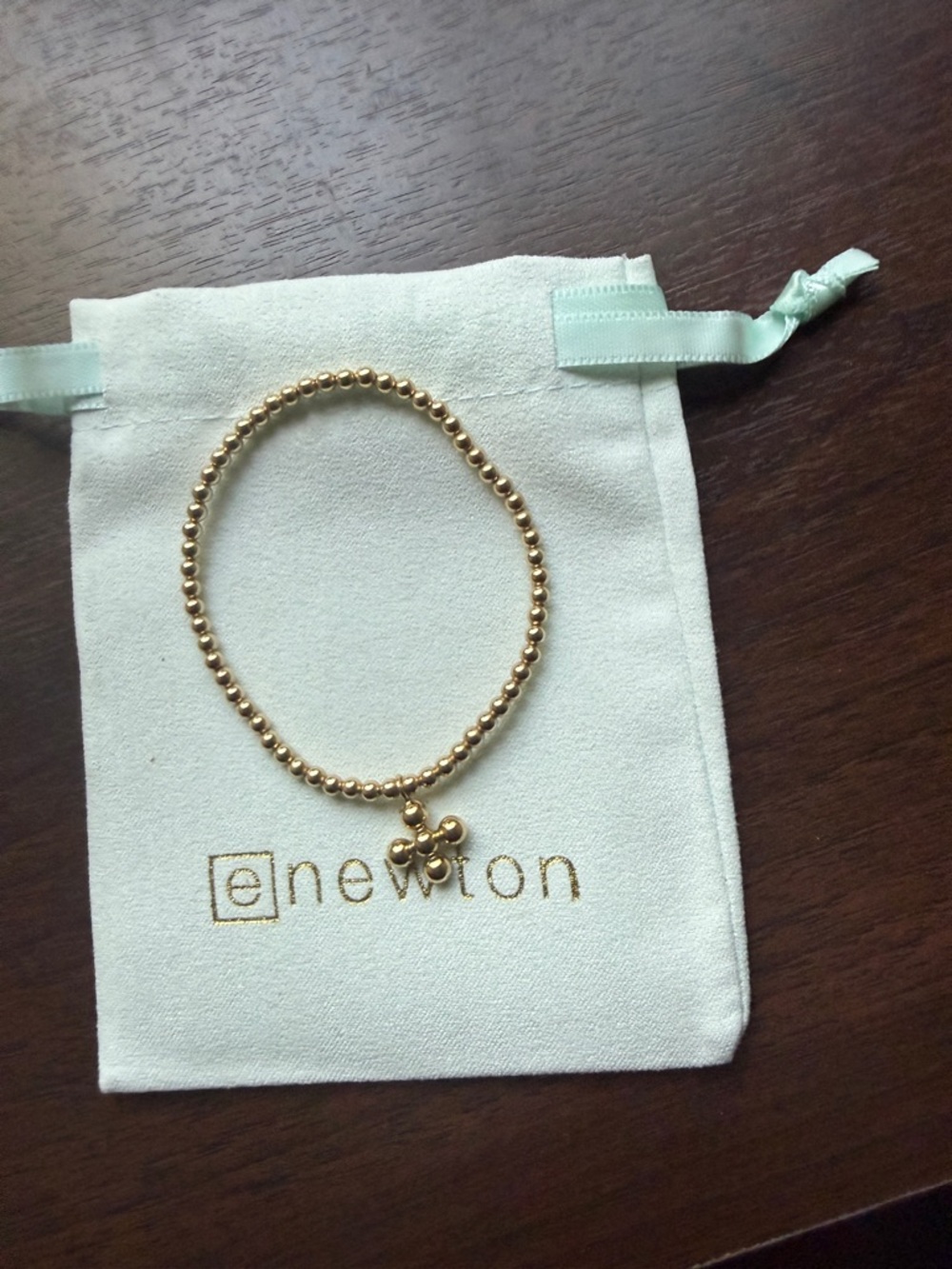 ENewton Gold Beaded Bracelet with Cross Charm